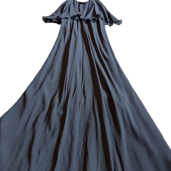 Uli Herzner Black Flowy Maxi Dress Sleeveless Lace Trim Party Size Small Medium - Picture 9 of 10